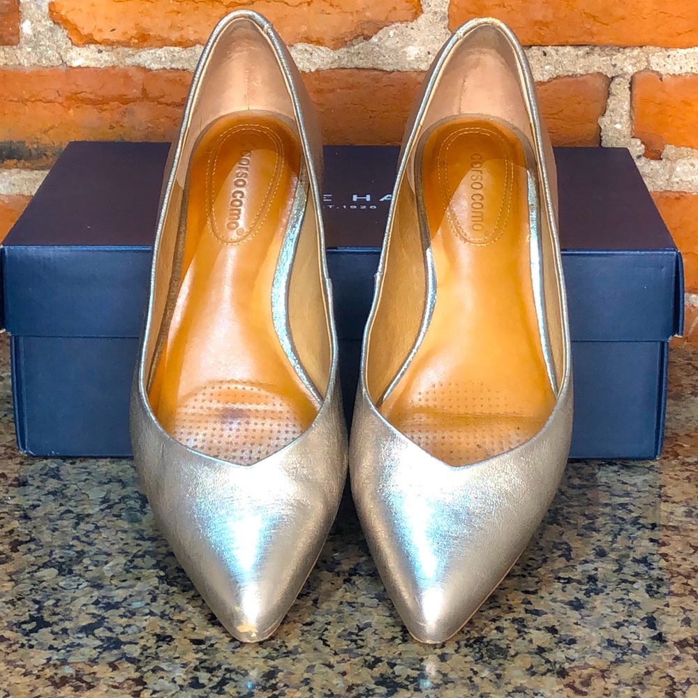 Corso Como Metallic Gold Pointed Toe Julia Flat